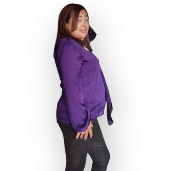 SUITED FOR WORK WOMENS SIZE LARGE Purple Blouse - Picture 4 of 7